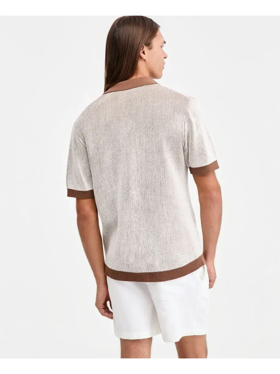 Мужская рубашка-поло с коротким рукавом, модель Plaited Short-Sleeve Camp Shirt Sun + Stone — изображение 3 из 3, коричневый