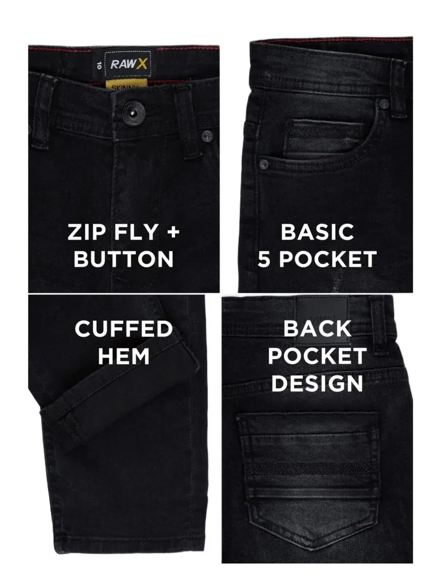 Джинсы с потертостями Rip And Repair Big Boys Distressed Jeans Raw X — изображение 3 из 4, черный