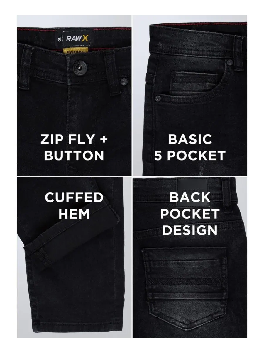 Джинсы с потертостями Rip And Repair Big Boys Distressed Jeans Raw X — изображение 4 из 4, черный