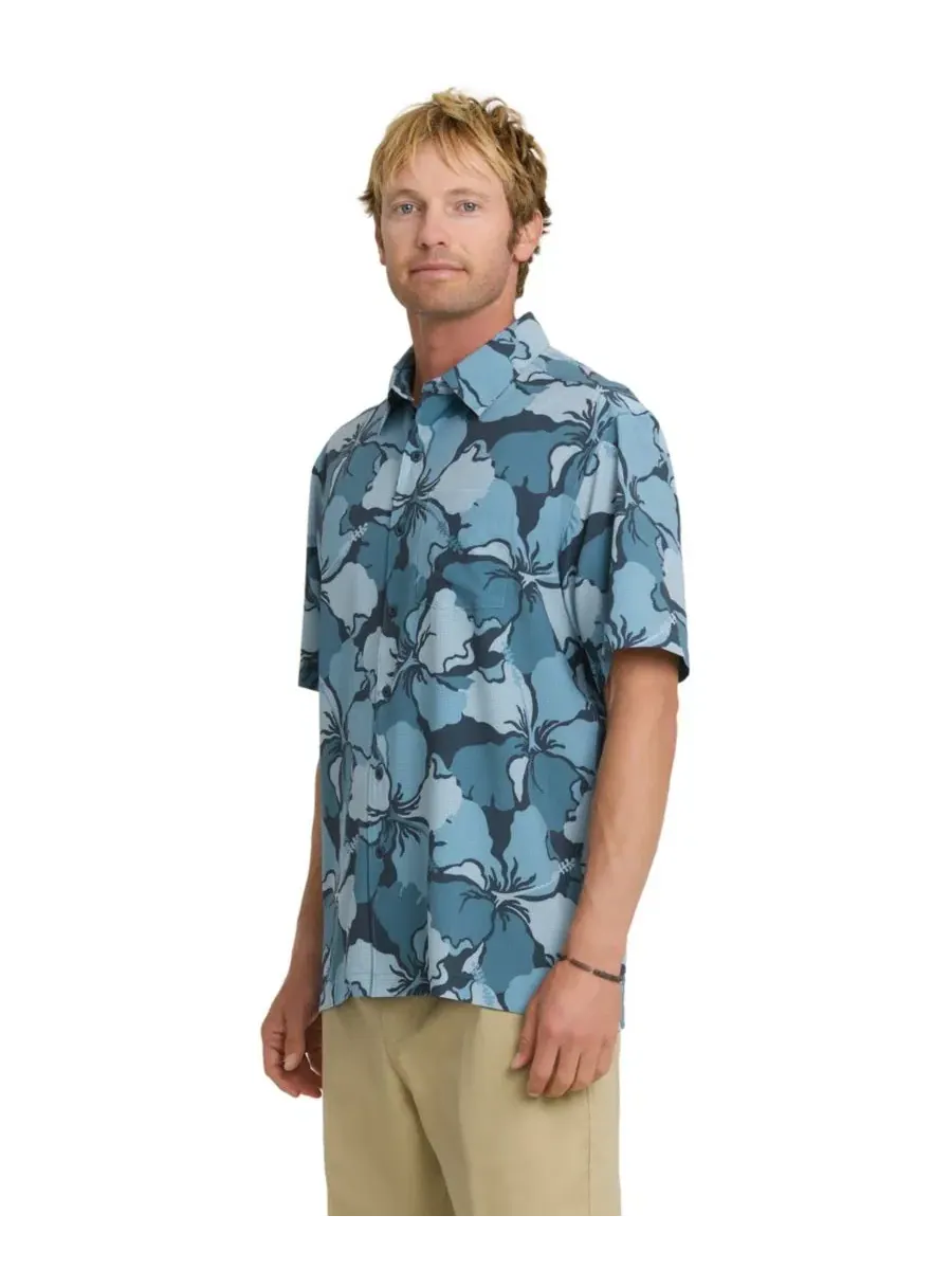 Мужская рубашка с коротким рукавом с принтом Quiksilver Waterman — изображение 2 из 3, синий