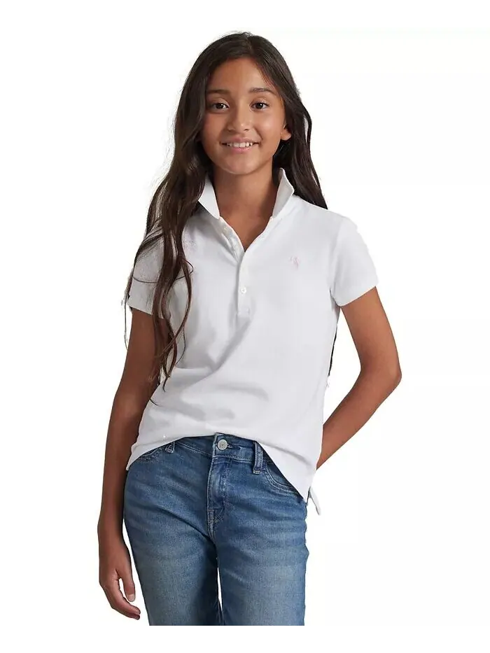 Рубашка-поло из эластичной хлопковой сетки для больших девочек Polo Ralph Lauren — 1