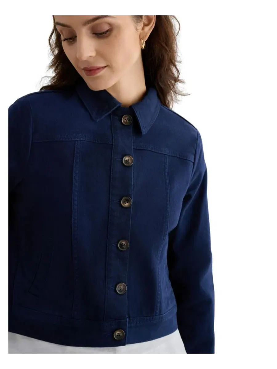 Женская укороченная джинсовая куртка Selborne Boxy Hobbs London — изображение 3 из 8, синий