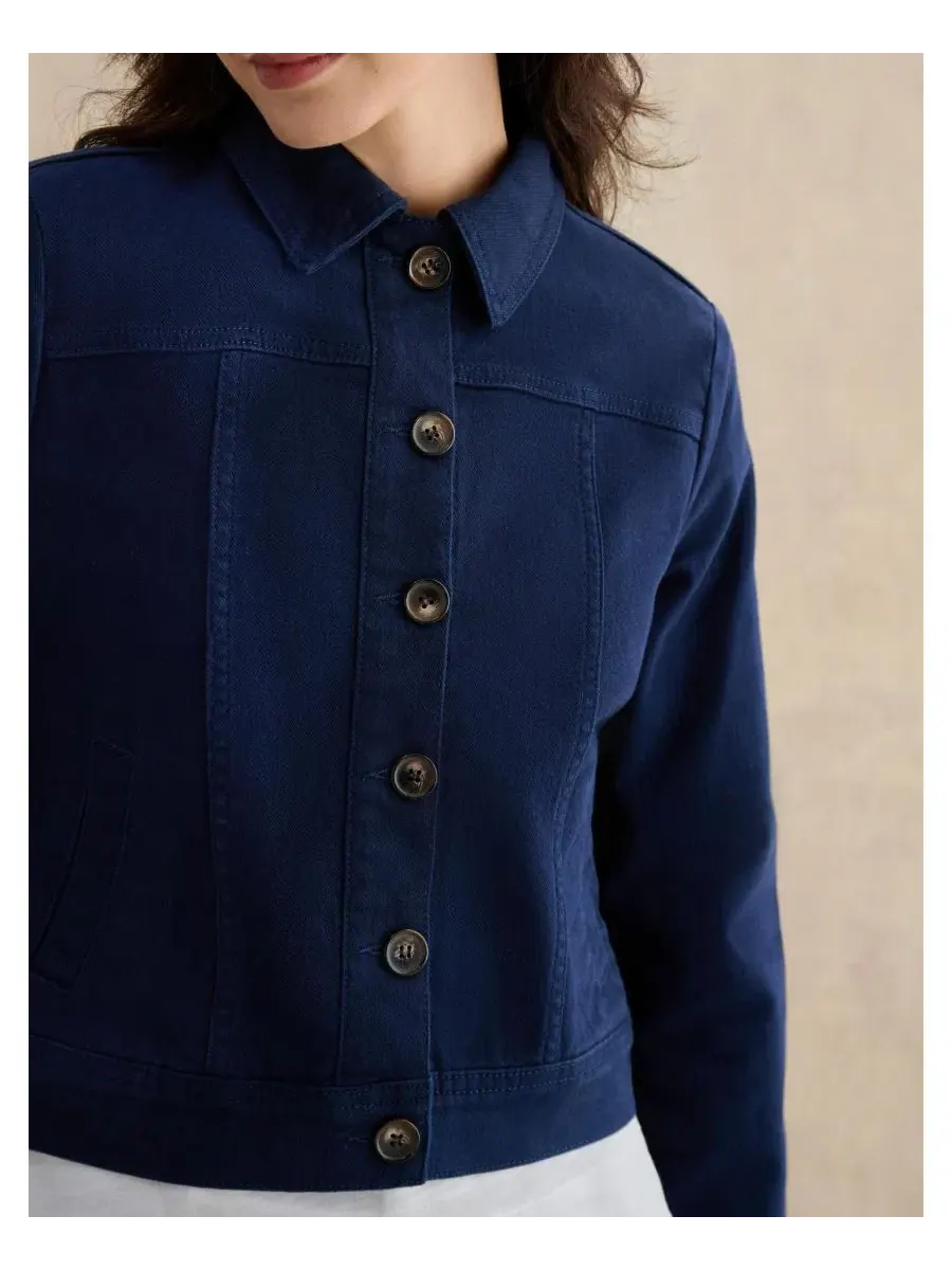 Женская укороченная джинсовая куртка Selborne Boxy Hobbs London — изображение 6 из 8, синий
