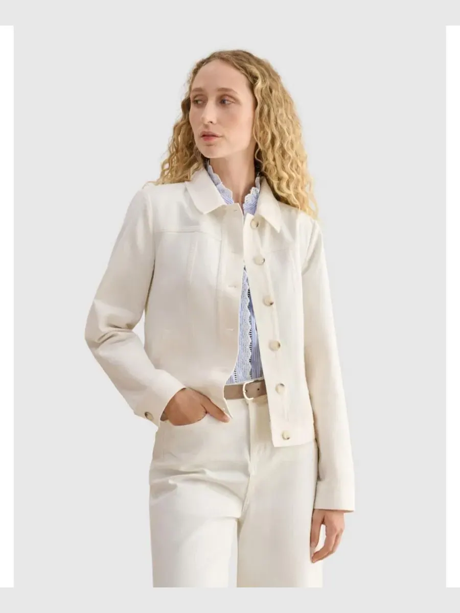 Женская укороченная джинсовая куртка Selborne Boxy Hobbs London — белый