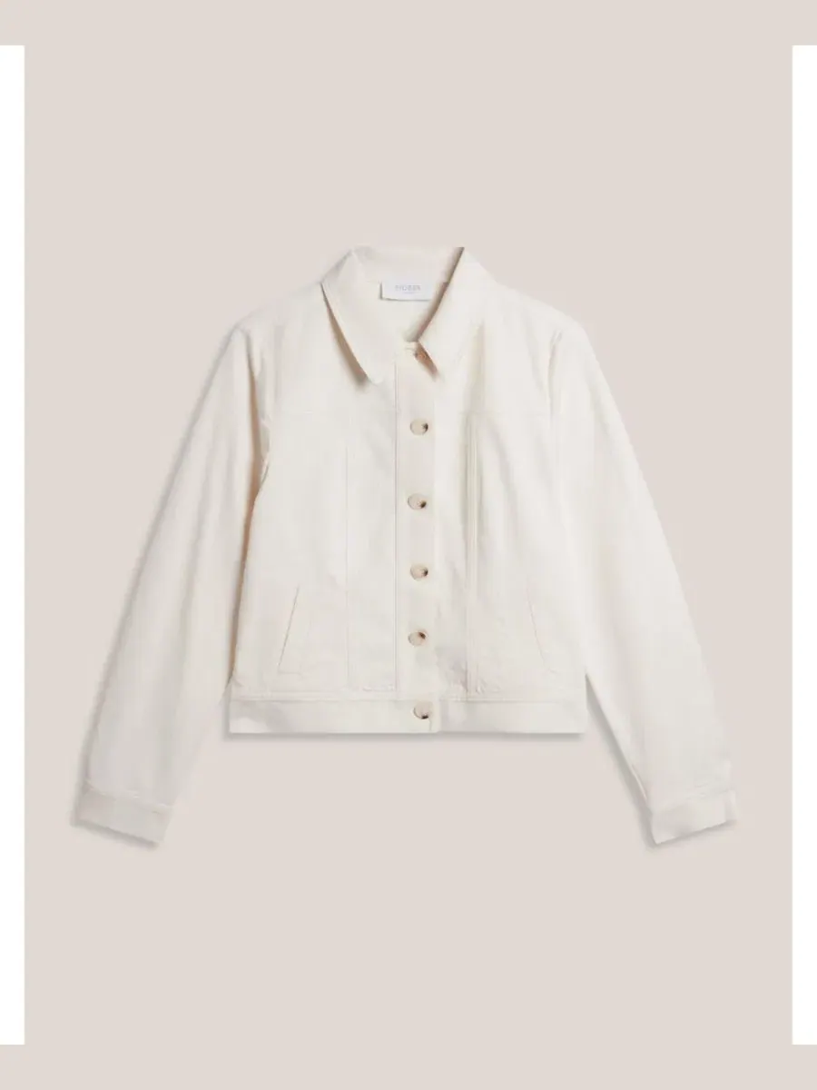 Женская укороченная джинсовая куртка Selborne Boxy Hobbs London — изображение 2 из 7, белый