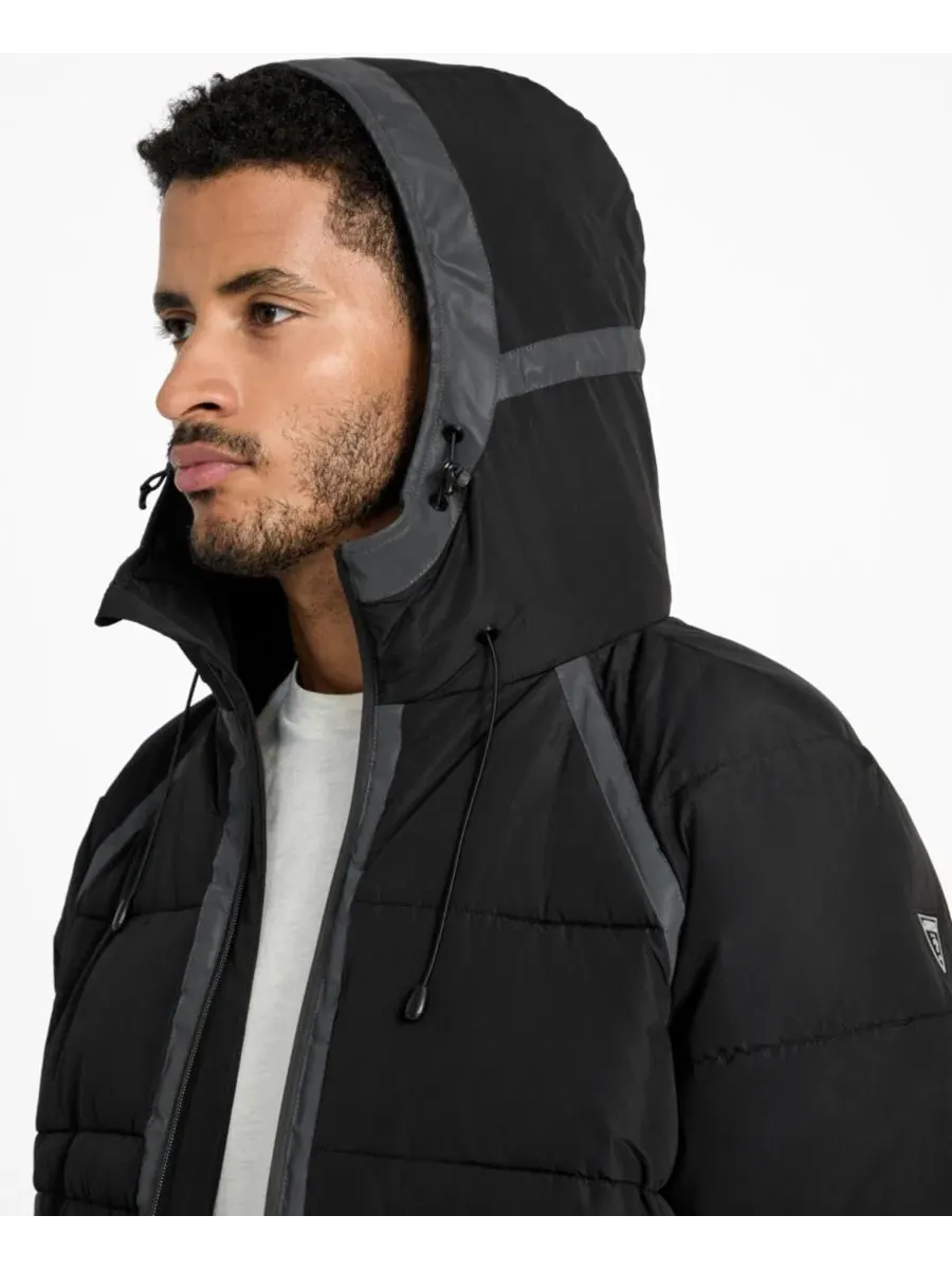 Мужская пуховая куртка с капюшоном из рипстопа Guess — изображение 3 из 6, черный