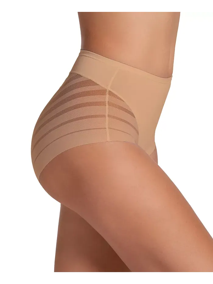 Женские кружевные трусы-утягивающие Classic Shaper Panty с полосками Leonisa — изображение 2 из 3, золотистый бежевый