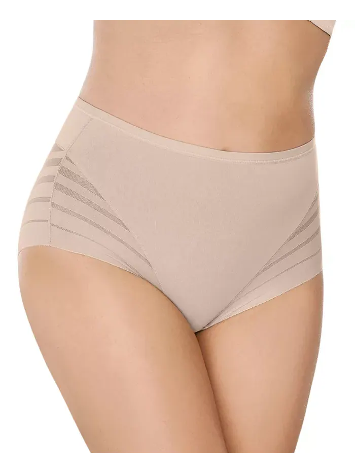 Женские кружевные трусы-утягивающие Classic Shaper Panty с полосками Leonisa — изображение 5 из 11, светлый бежевый