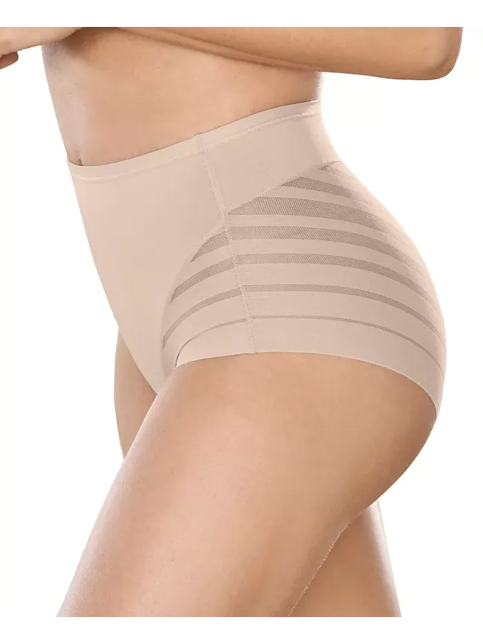Женские кружевные трусы-утягивающие Classic Shaper Panty с полосками Leonisa — изображение 7 из 11, светлый бежевый
