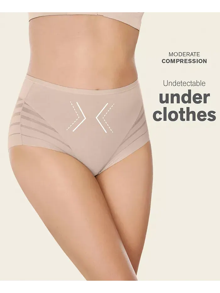 Женские кружевные трусы-утягивающие Classic Shaper Panty с полосками Leonisa — изображение 8 из 11, светлый бежевый
