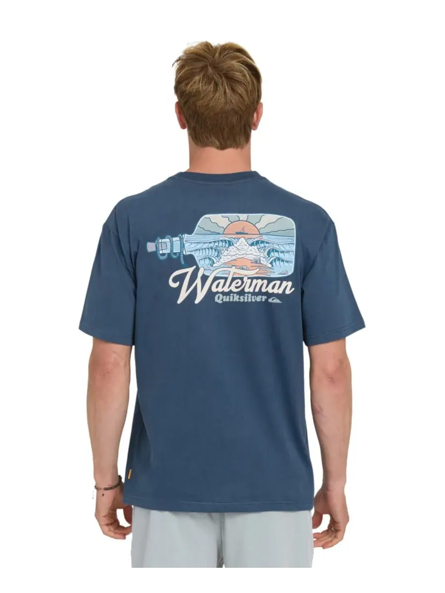 Мужская футболка Quiksilver с коротким рукавом "Bottle Life" Quiksilver Waterman — синий