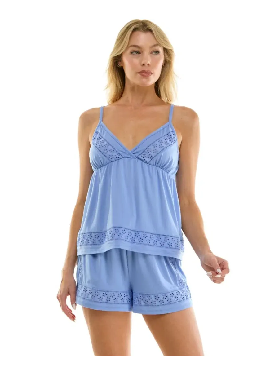 Женский комплект из топа с V-образным вырезом и шорт, 2 предмета Jaclyn Intimates — изображение 9 из 9, спокойный