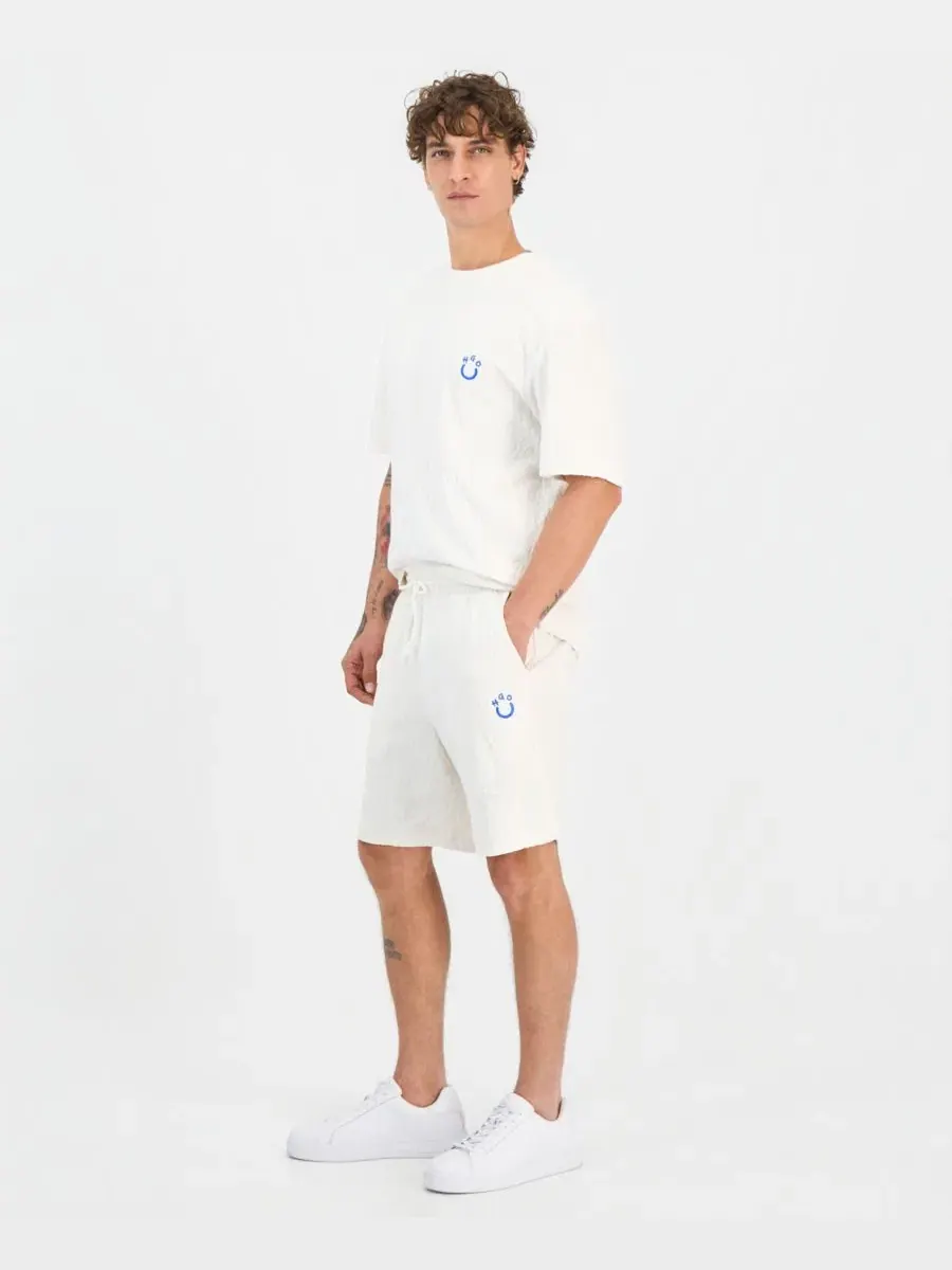 Мужские хлопковые жаккардовые шорты Nagushort с логотипом Hugo Boss — изображение 3 из 4, белый