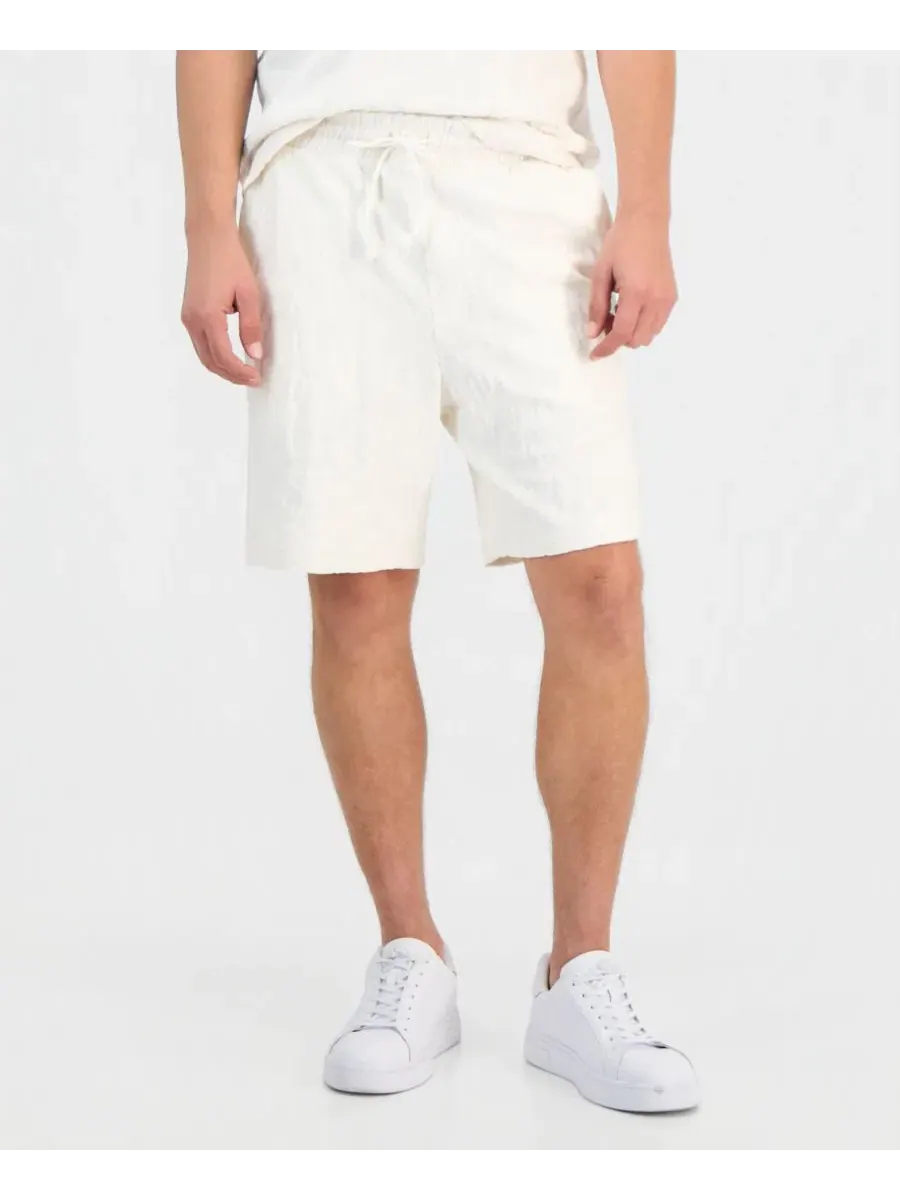 Мужские хлопковые жаккардовые шорты Nagushort с логотипом Hugo Boss — изображение 4 из 4, белый