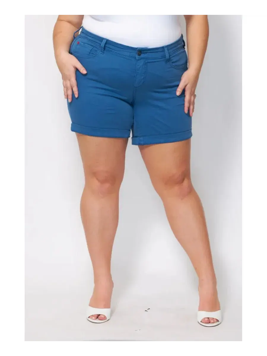 Джинсовые шорты средней посадки больших размеров Slink Jeans — синий