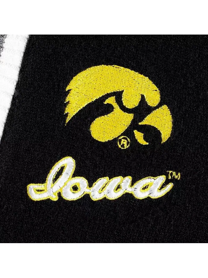 Женский черный свитер-кардиган с капюшоном Iowa Hawkeyes One More Round Tri-Blend Striped Gameday — изображение 4 из 4