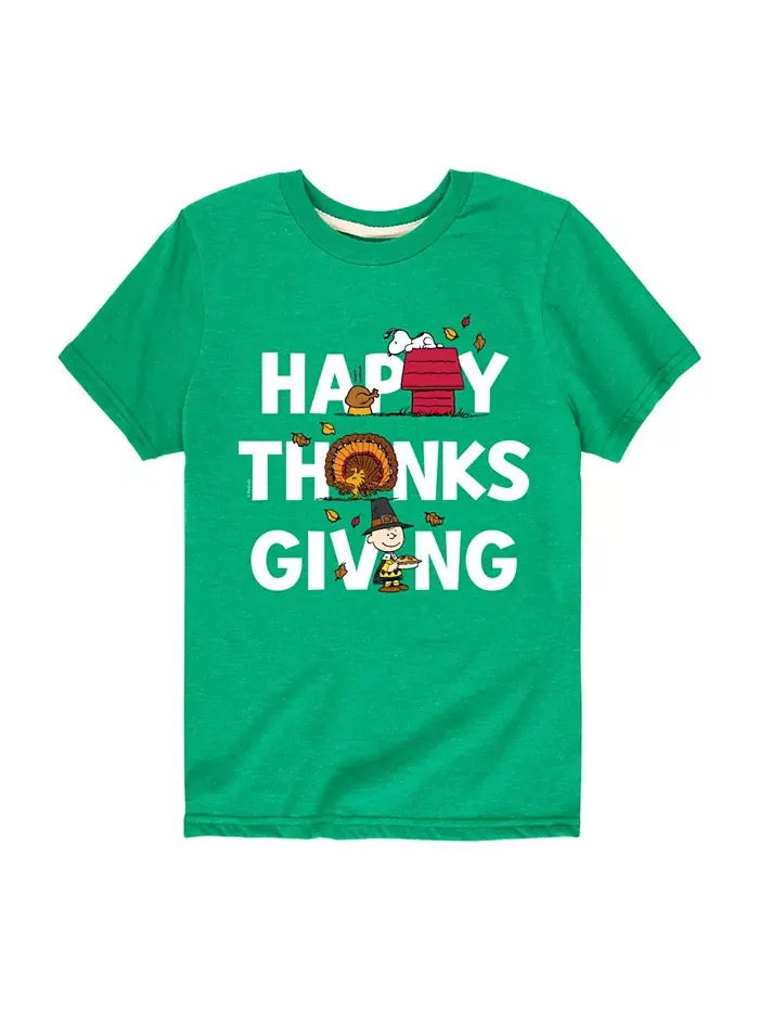 Футболка с принтом "Happy Thanksgiving" для мальчиков старшего возраста Peanuts — зеленый