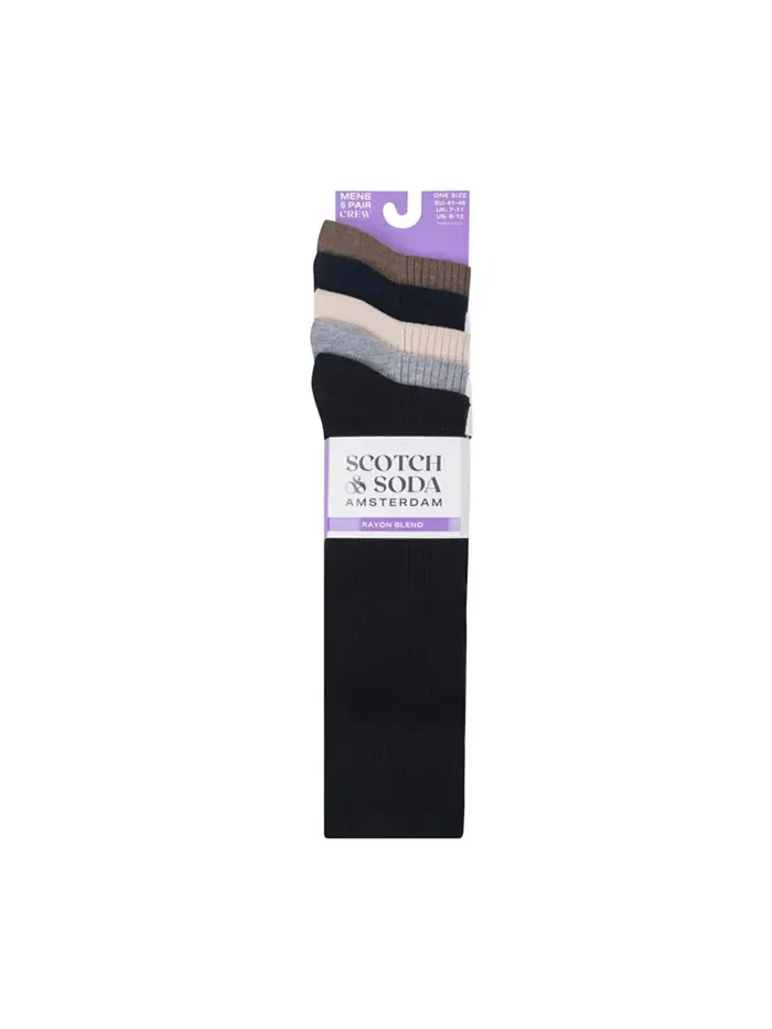Мужские ребристые классические носки, 5 пар SCOTCH & SODA — изображение 2 из 2, черный
