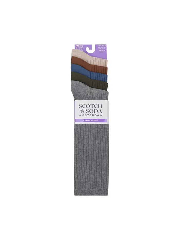 Мужские ребристые классические носки, 5 пар SCOTCH & SODA — изображение 2 из 2, темный серый