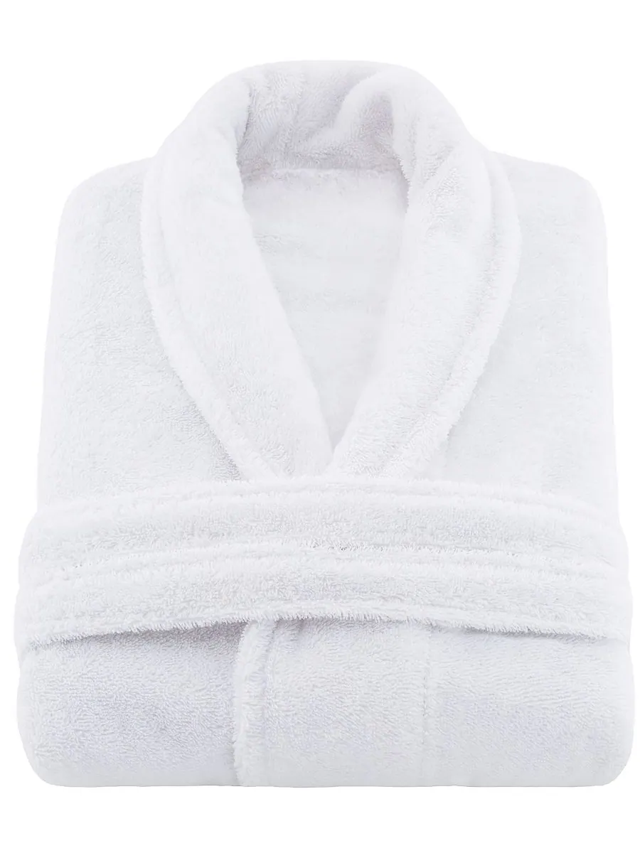 Легкие плюшевые банные халаты с воротником-шалью American Soft Linen — изображение 5 из 6, белый
