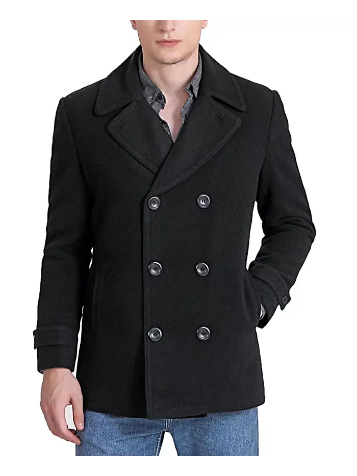 Мужское пальто из шерстяной смеси pea coat Landing Leathers
