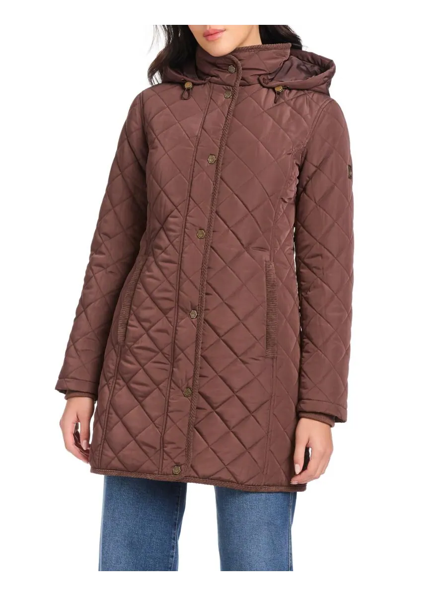 Женское длинное мини-пальто из стеганого материала Vince Camuto — изображение 1 из 7, кофе