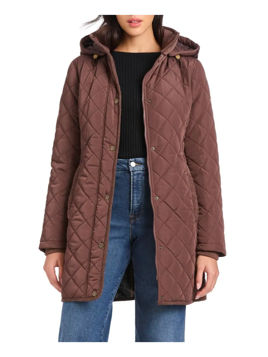 Женское длинное мини-пальто из стеганого материала Vince Camuto — изображение 5 из 7, кофе