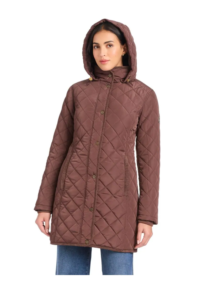 Женское длинное мини-пальто из стеганого материала Vince Camuto — изображение 6 из 7, кофе