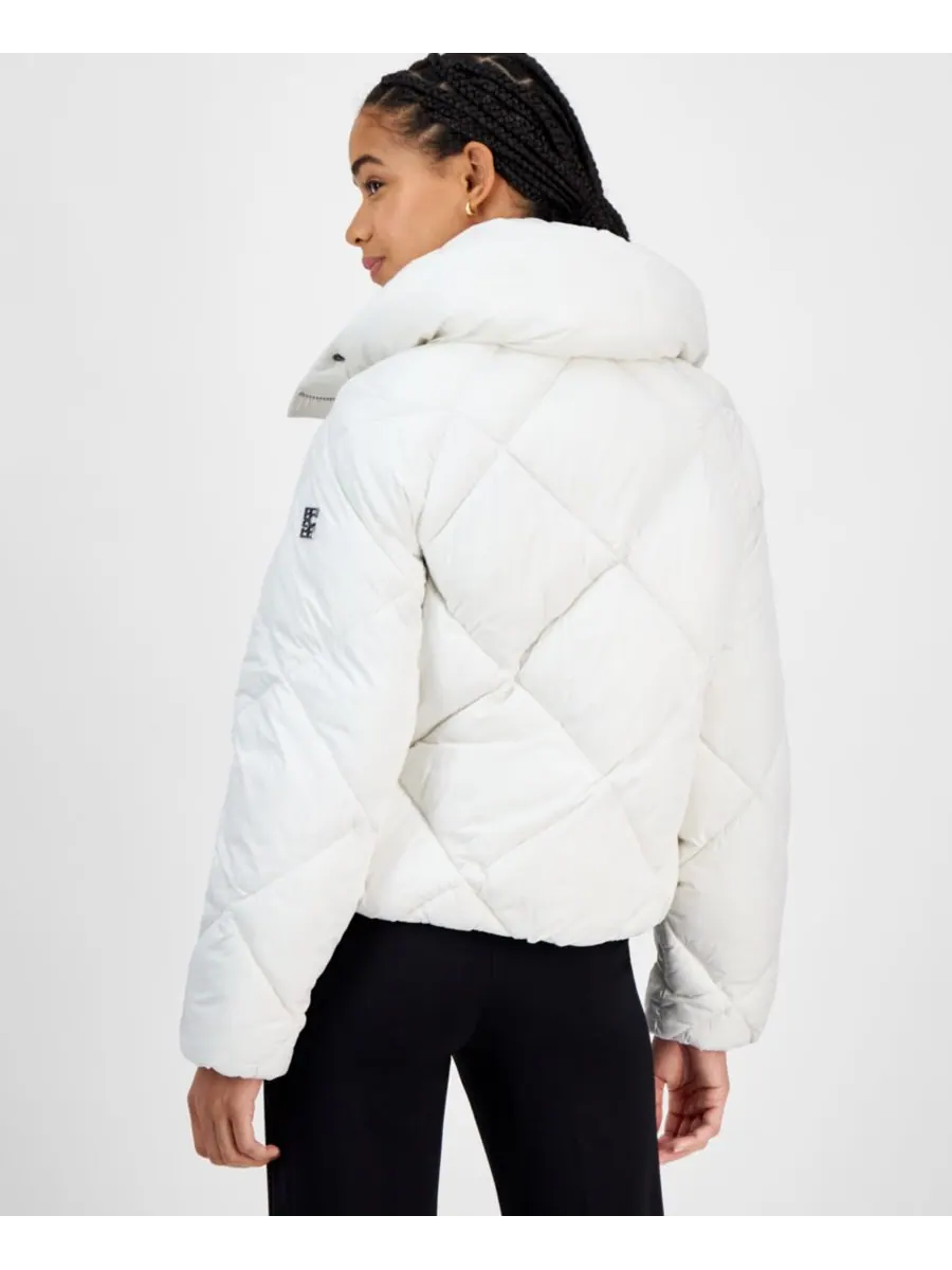 Женское короткое пуховое пальто с ромбовидным узором BCBG — изображение 2 из 2, бежевый