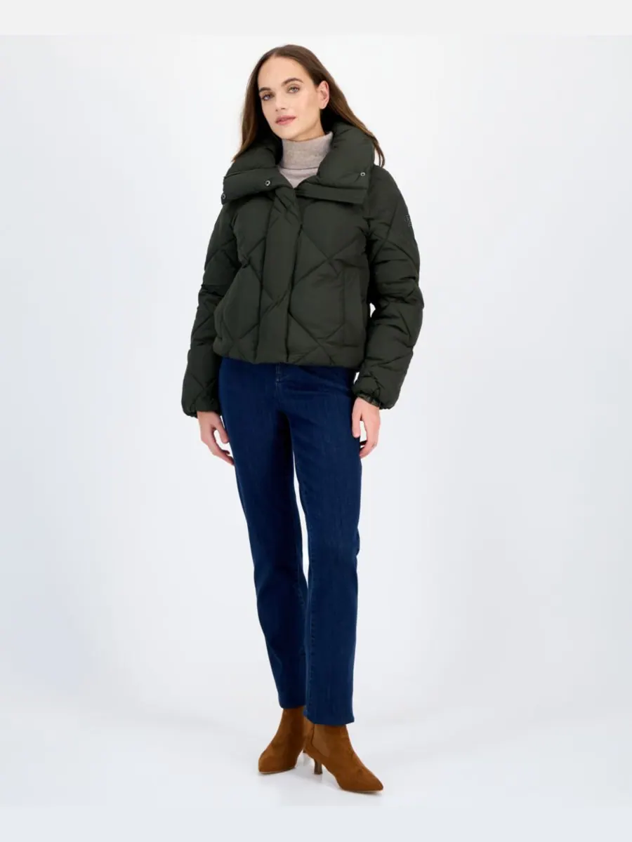 Женское короткое пуховое пальто с ромбовидным узором BCBG