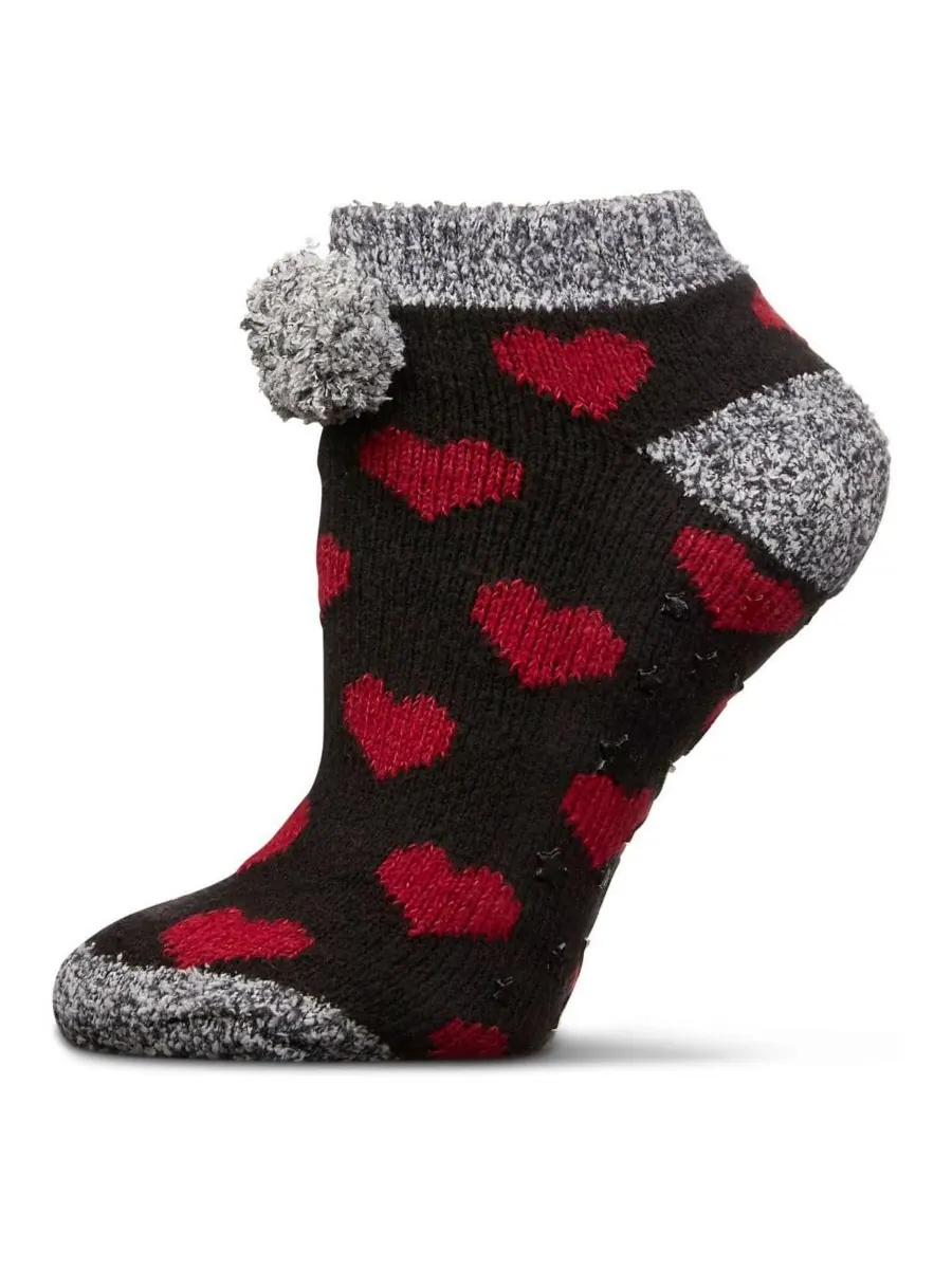 Женские низкие носки Color Hearts из мягкой плюшевой ткани с сердечками MeMoi