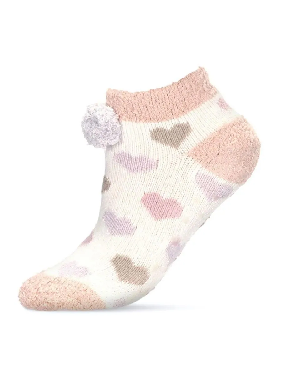 Женские низкие носки Color Hearts из мягкой плюшевой ткани с сердечками MeMoi
