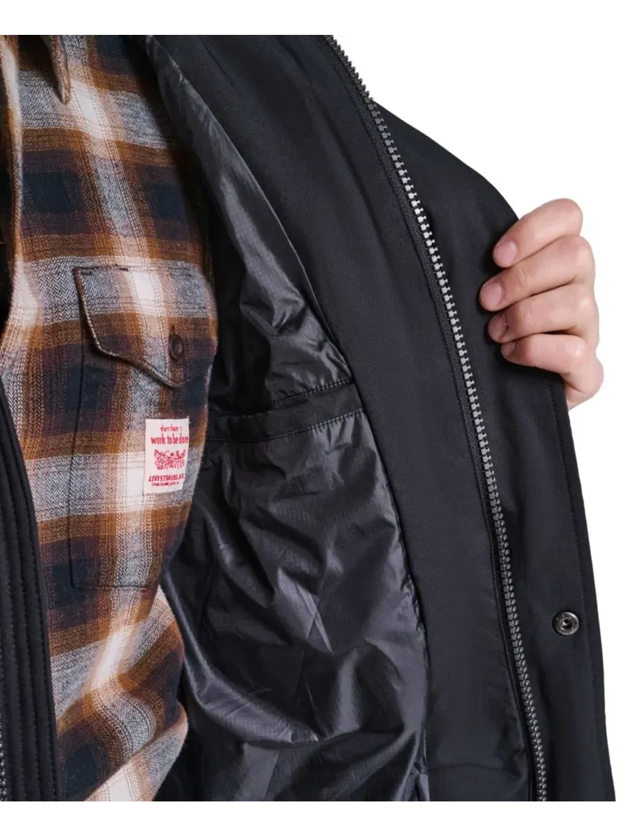Мужская куртка-парка стеганая, классический крой, с капюшоном Levi's — изображение 5 из 7, черный