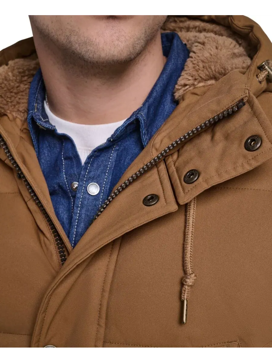 Мужское стеганое пальто-парка классического кроя Levi's — изображение 4 из 7, коричневый