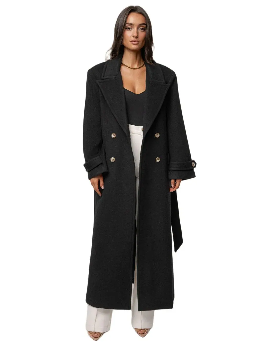 Пальто-тренч с поясом Empire Longline Coat JLUXLABEL — изображение 2 из 8, черный