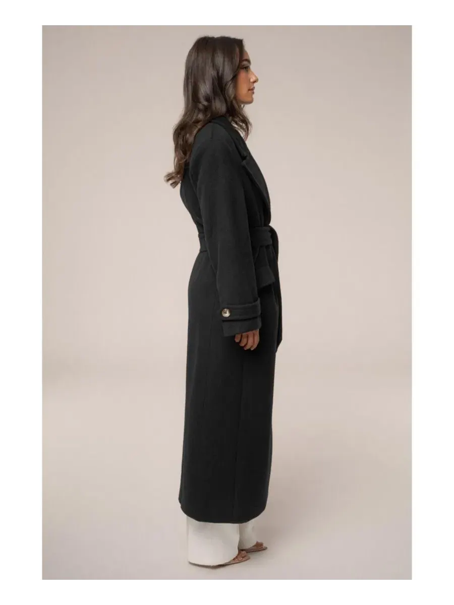 Пальто-тренч с поясом Empire Longline Coat JLUXLABEL — изображение 8 из 8, черный