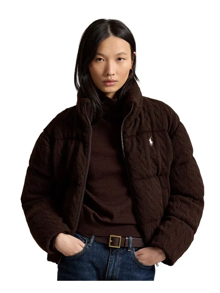Пуховик с воротником-стойкой, с длинным рукавом Polo Ralph Lauren — изображение 1 из 6, коричневый