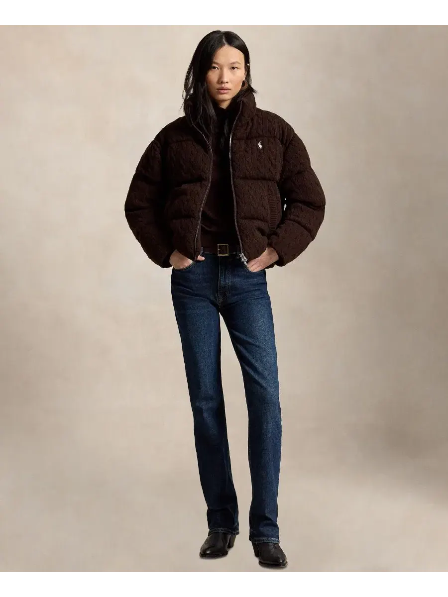 Пуховик с воротником-стойкой, с длинным рукавом Polo Ralph Lauren — изображение 2 из 6, коричневый