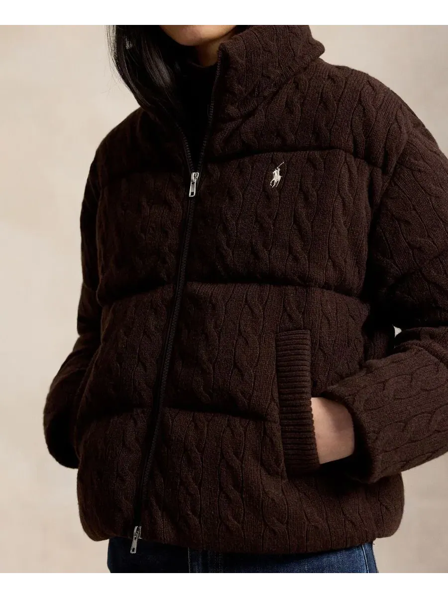 Пуховик с воротником-стойкой, с длинным рукавом Polo Ralph Lauren — изображение 3 из 6, коричневый