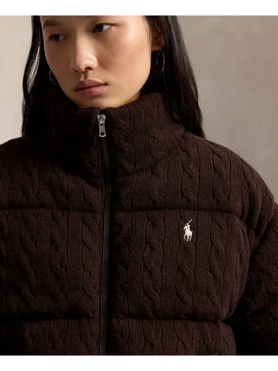 Пуховик с воротником-стойкой, с длинным рукавом Polo Ralph Lauren — изображение 4 из 6, коричневый