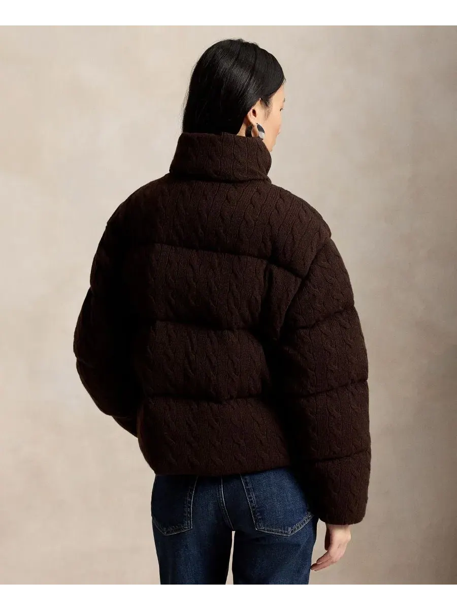 Пуховик с воротником-стойкой, с длинным рукавом Polo Ralph Lauren — изображение 5 из 6, коричневый