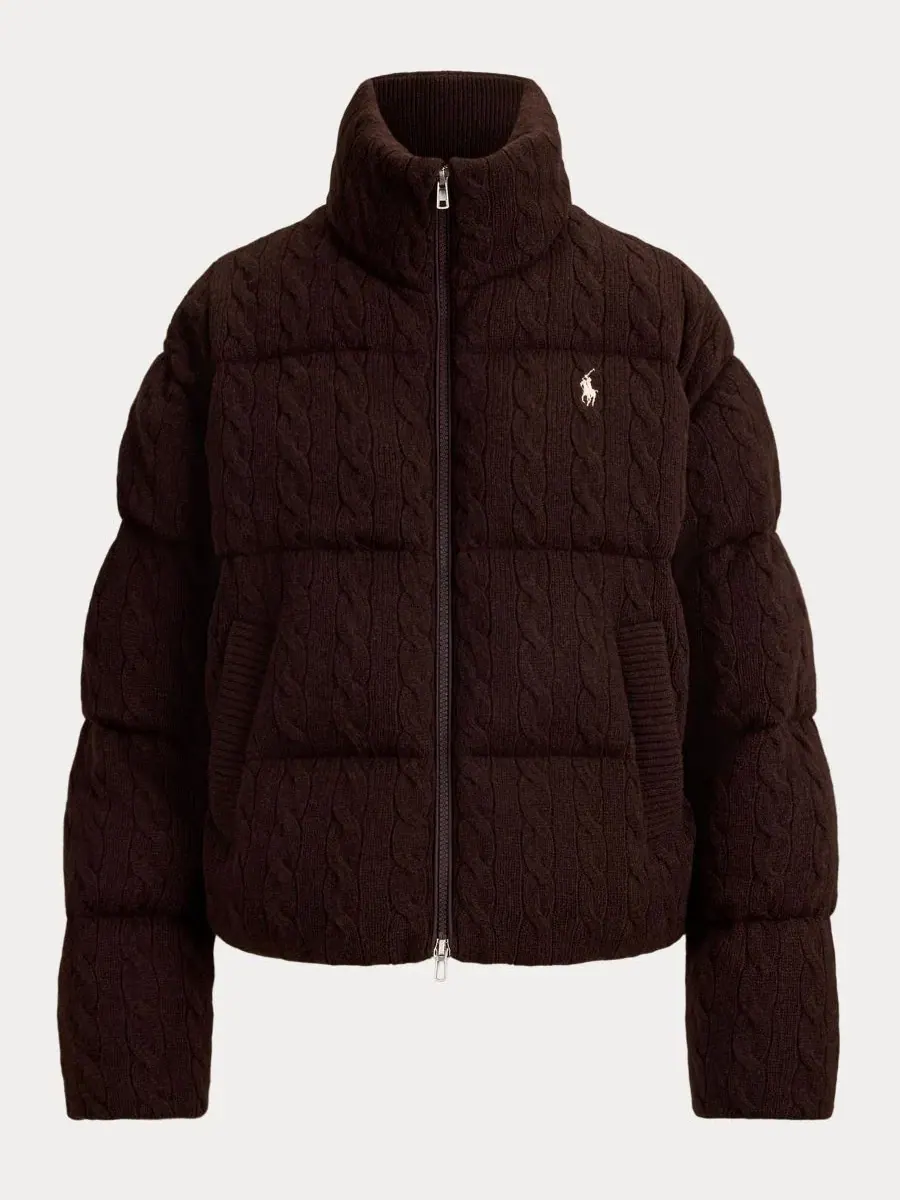 Пуховик с воротником-стойкой, с длинным рукавом Polo Ralph Lauren — изображение 6 из 6, коричневый