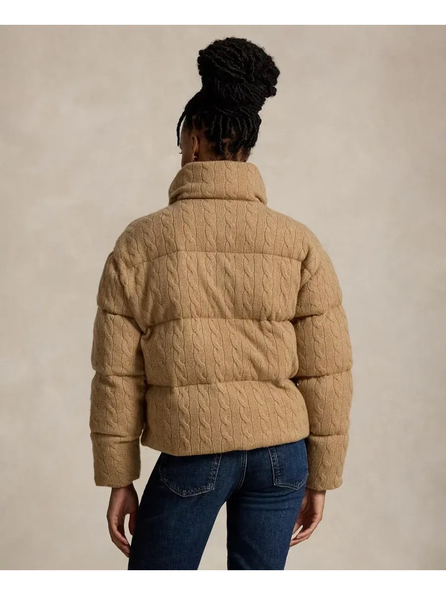 Пуховик с воротником-стойкой с вышитым пони Polo Ralph Lauren, Collection Camel Melange — изображение 4 из 5