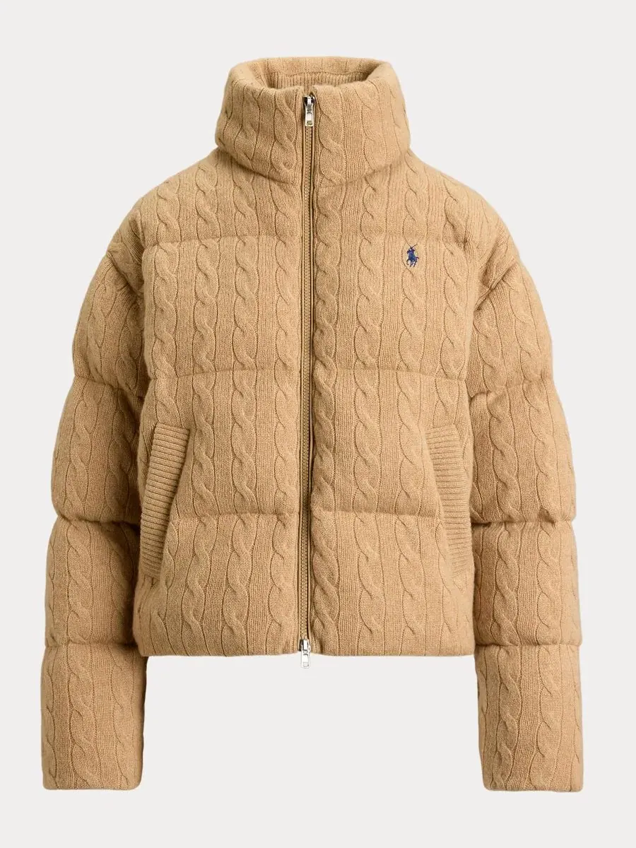 Пуховик с воротником-стойкой с вышитым пони Polo Ralph Lauren, Collection Camel Melange — изображение 5 из 5