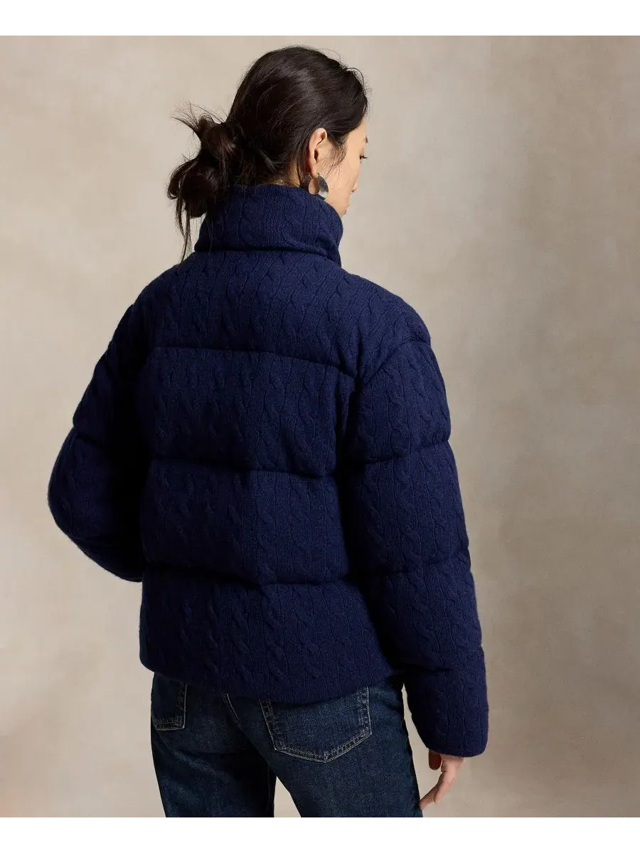 Куртка-пуховик с воротником-стойкой, модель Mock-Neck Puffer Jacket Polo Ralph Lauren — изображение 5 из 7, темно-синий