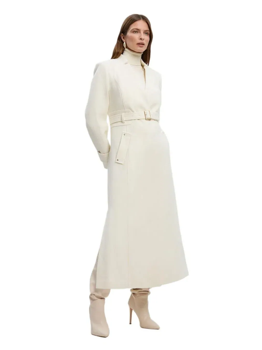 Пальто-макси с запахом и поясом Karen Millen