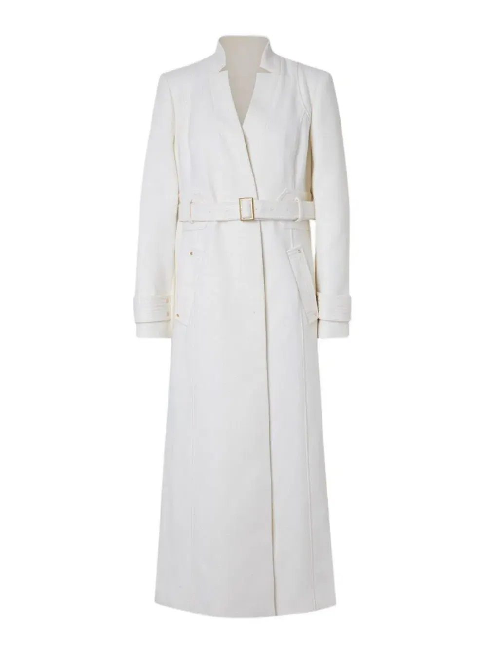 Пальто-макси с запахом и поясом Karen Millen — изображение 2 из 8, белый