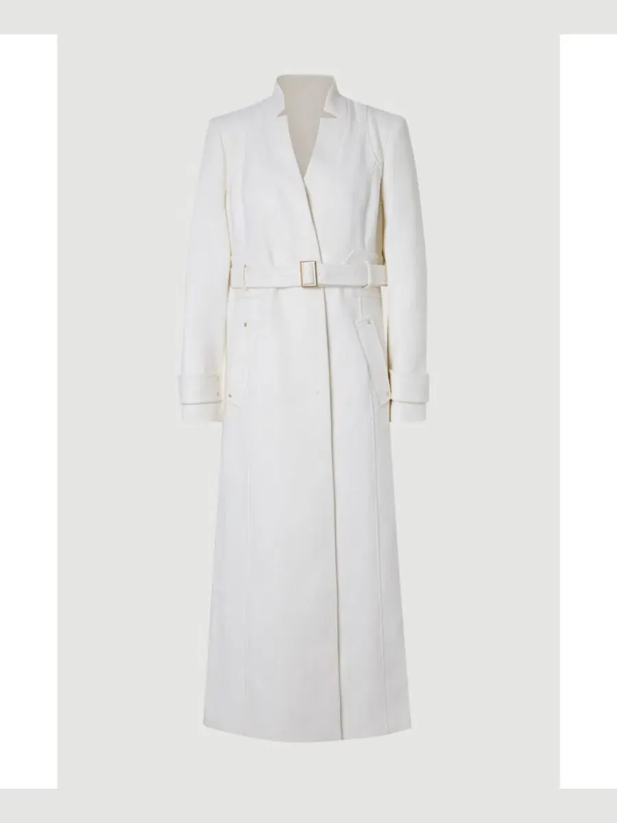 Пальто-макси с запахом и поясом Karen Millen — изображение 6 из 8, белый