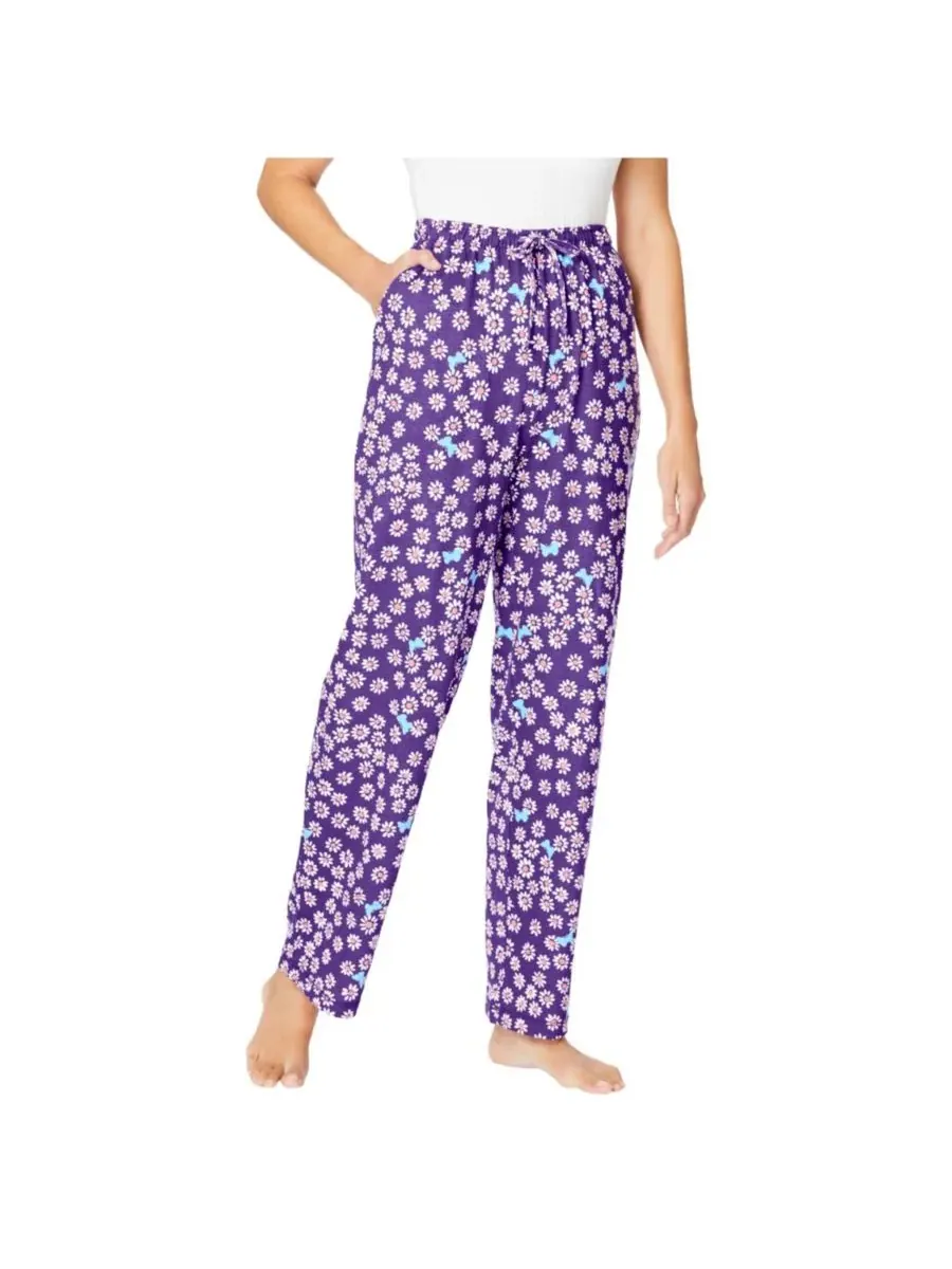 Женские вязаные брюки для сна Dreams & Co., Plum Burst Daisy Butterfly — изображение 1 из 3