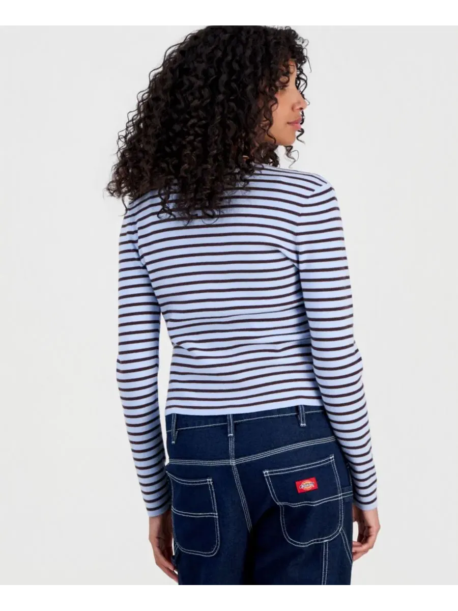 Кардиган с v-образным вырезом и полоской, модель Striped Ribbed Cardigan Hooked Up by IOT — изображение 2 из 3